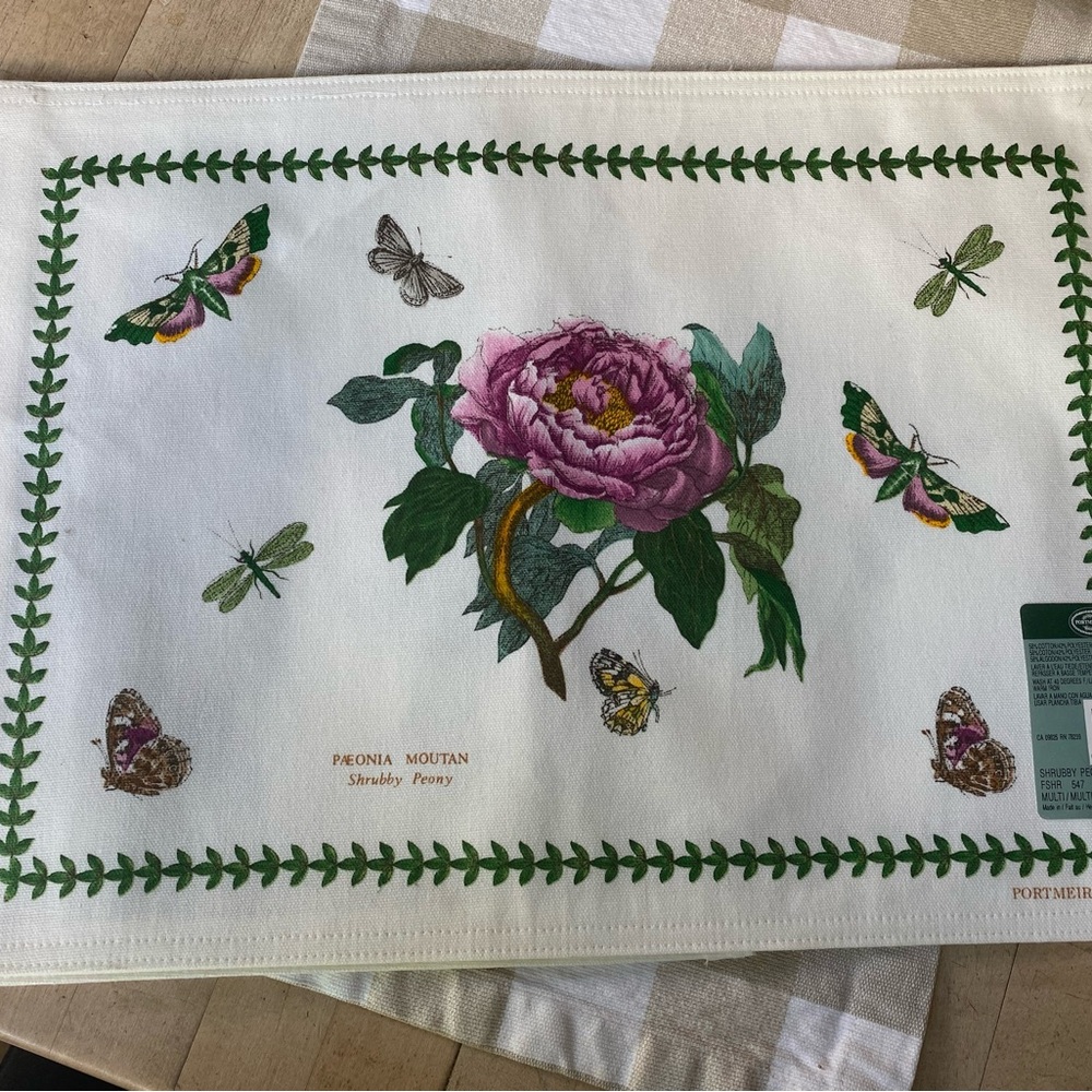 Two (2) NWT’s Portmeirion “Shrubby Peony”Placemats